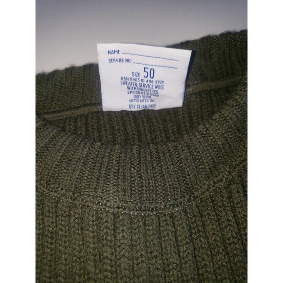 NWT US Military DSCP Sweater Mens 50 Army Green Valor Collection Wool Commando - Picture 6 of 12